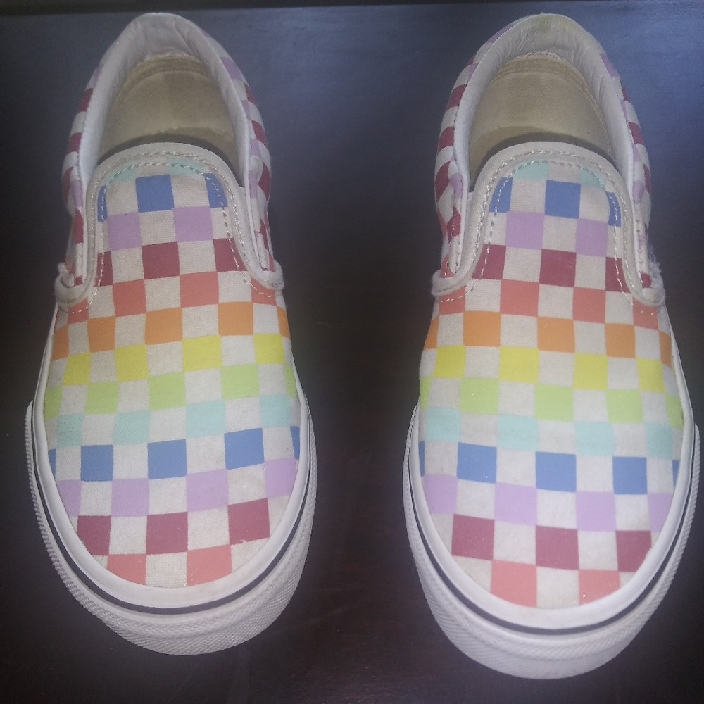 Vans rainbow checkerboard slip on size 1y